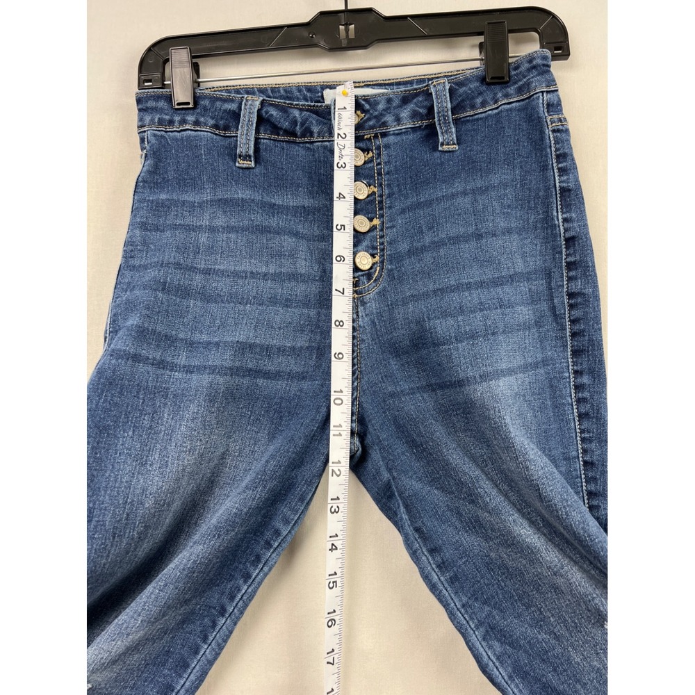 YMI Gigi Fit Flare Jeans Womens 5/27 Blue High Rise Distressed Bell Bottoms - Picture 5 of 11